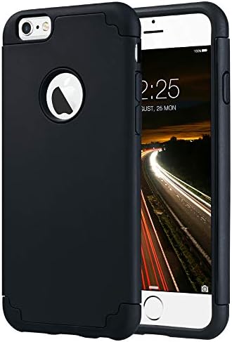 ULAK iPhone 6S Case, iPhone 6 Case, Slim Fit Dual Layer Soft Silicone & Hard Back Cover Bumper Protective Shock-Absorption & Anti-Scratch Case for Apple iPhone 6/6S 4.7 inch, Black