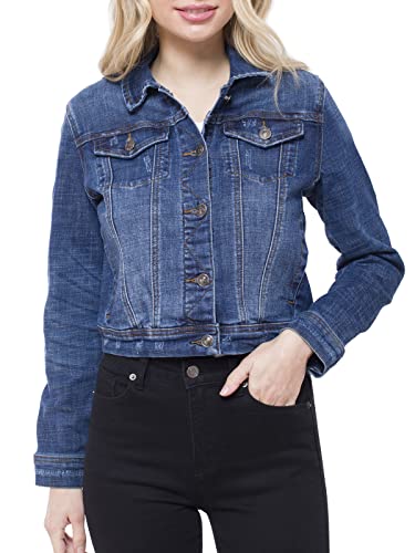 Design by Olivia Women's Classic Casual Vintage Denim Jean Jacket Dark Denim 2X - Thumbnail 5