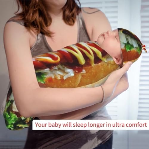 Image of Funny Food Newborn Swaddling Blanket Beanie Hat Sets Soft Baby Receiving Funny Hot Dog Food Blanket Soft Sleeping Bag New Born Soft Sleep Sacks for Boys Girls