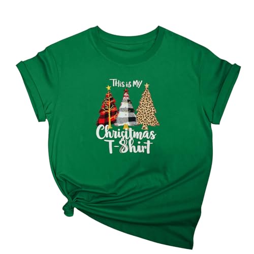 Christmas Shirts for Women Christmas Print T Shirt Crew Neck Tee Shirts - image 2