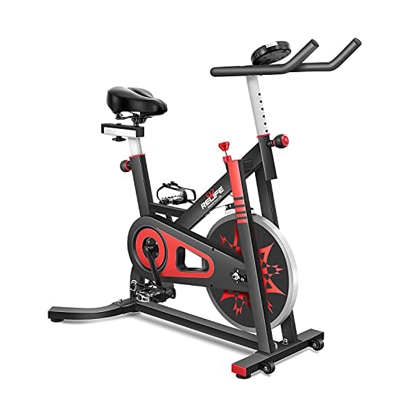 RELIFE-REBUILD-YOUR-LIFE-Exercise-Bike-Indoor-Cycling-Bike-Stationary-Bicycle-with-Resistance-Workout-Home-Gym-Cardio-Fitness-Machine-Upright-Bike Exercise Bike with Heavy Duty Flywheel for Home Gym Cardio Workout Machine New Version (46.1"x25.2"x44.1")