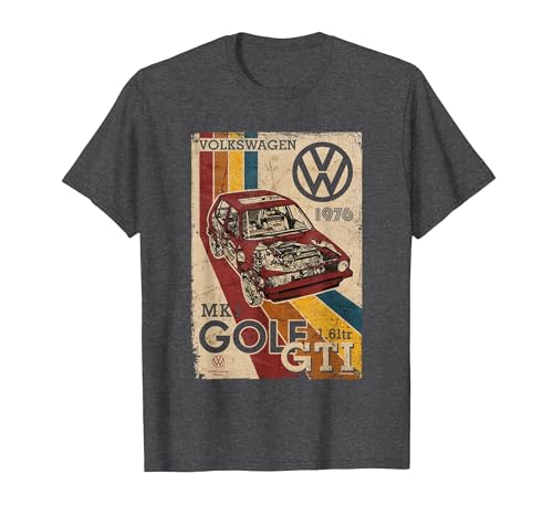 Volkswagen Golf GTI MK1 Retro Art 1976 T-Shirt, Men, Dark Heather Grey, Medium