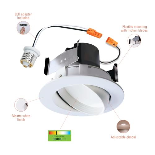 HALO RA 4 Inch Recessed Lighting Adjustable Gimbal LED Light - 1 Pack - Very Wide Flood - 615 Lumens - 3000K Bright White - image 3