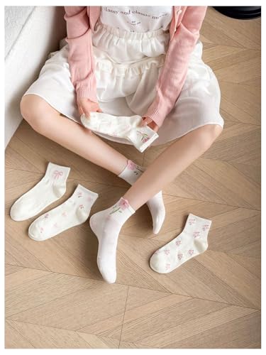 Image of Verdusa Women's 5 Pairs Bow Lace Ruffle Ankle Socks