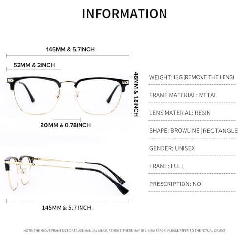 Image of Blue Light Blocking Glasses for Women /Men Anti-Fatigue Computer Monitor Gaming Glasses Prevent Headaches Glasses, Arrow Browline Black /Gold