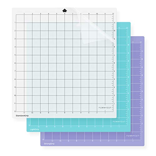 Funnycut Cutting Mat for Silhouette Cameo 4 3 2 1 (Lightgrip, Standardgrip, Stronggrip, 3 Pack) 12x12 Inch Cutting Mat for Silhouette Cameo Accessories