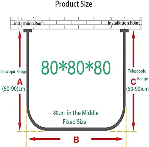 Barre de suspension réglable sans perçage pour douche d'angle en U - 4