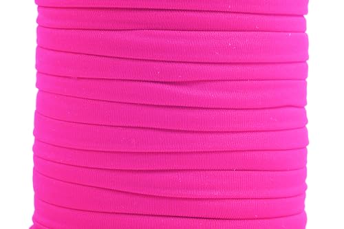 KONMAY 1 Roll 20 Yards 5.0mm Rose Flat Soft Spandex Nylon Fabric Elastic Stretchy Cord for Sewing, Crafting and Sewing