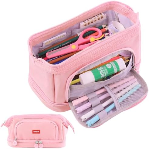 QUROXO Capybara Pencil Case, Compartments Large Capacity Zipper Canvas  Pencil Pouch Makeup Bag, With Pins Plush Cute Stationery (Brown