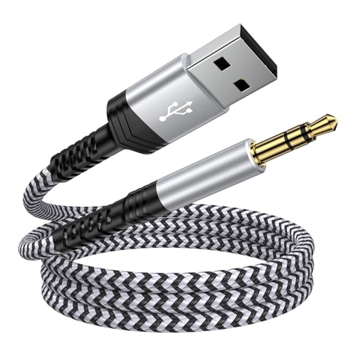 CIQILY USB to 3.5mm Male AUX Audio Jack Cable 3FT USB A to 3.5mm TRS Audio Cord Jack Adapter Nylon Braided Stereo AUX Cable for PC Compurter Speaker Headphones Laptop Mac OSX Desktop PS5 PS4 Windows