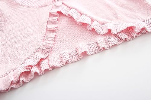 Image of Girls Cardigan Sweater Button Knit Sweater Kids Ruffle Long Sleeve Dress Cover Up Size 12M-6T