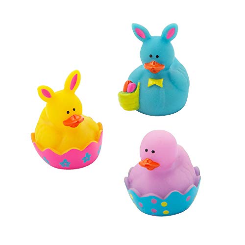 Fun Express - Mini Easter Ducks (2dz) for Easter - Toys - Character Toys - Rubber Duckies - Easter - 24 Pieces