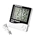 Sangshi Termo-higrómetro digital, sensor de temperatura, medidor de humedad, sonda doble, termómetro electrónico, medidor meteorológico, reloj