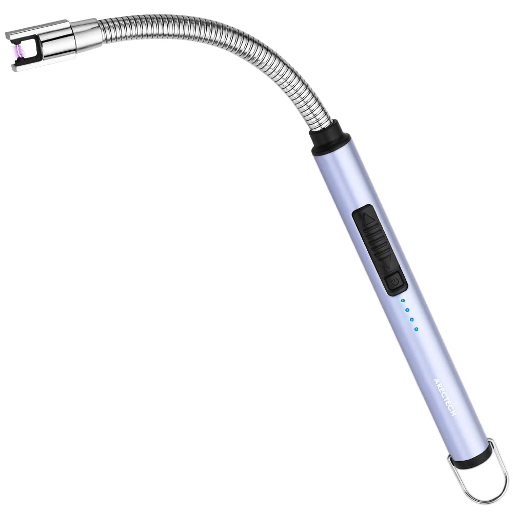 ARECTECH Electric Arc Candle Lighter Flameless Rechargeable USB Long Lighters for Candle Cooking BBQs Fireworks Blue