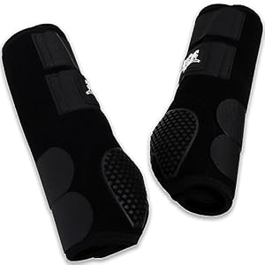 RS Premium Design Horse Boots, Protective and Shock Absorber | Horse Fly Boots Best for Jump Training and for Trails | Ok Fabric Provides Ultimate Flexibility (Black, Large)