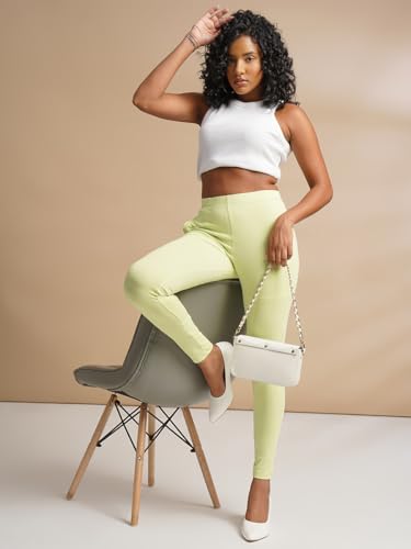 Image of ONE SKY Women Full Length Leggings | Cotton Modal Spandex Blend | High Waist Stretchable & Bio-Washed Fabric | Colour-Lock Technology | Comfortable Leggings for Women