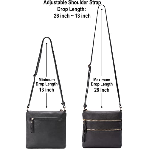 Image of Solene Small Multi Zipper Pocket Crossbody Bag with Adjustable Strap, Lightweight Travel Purse, Daily Small Messenger Pouch