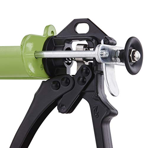 Manual Dual Caulking Gun, Dual Component Adhesive Applicator for Panel Bond with 2 Part Cartridge,1:1 Mix Ratio - Green