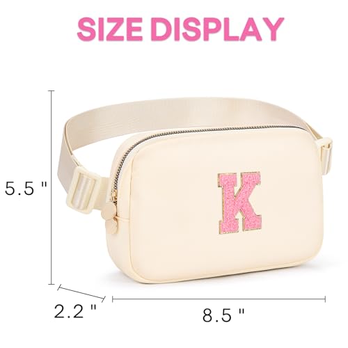 Image of mibasies Initial Fanny Pack for Girls, Birthday Gifts for 4 5 6 7 8 9 10 11 12 13 Teen Girl - Cute Personalized Trend Stuff - Cream K