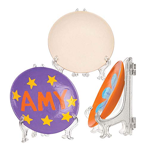 Baker Ross Platillos de cerámica con soportes (pack de 4) para manualidades infantiles