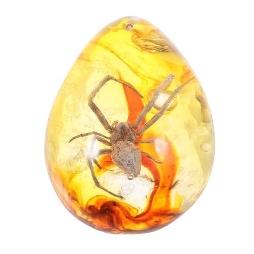 Vaguelly Amber Fossi-l Insect,Insect in Resin Bugs Specimen Set Preserved in Resin,Resin Amber for Kids Scientific Educational,Collection,Paperweights, Ornament Yellow