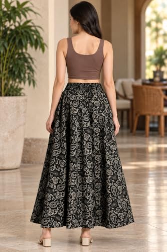 Image of Women's Printed Viscose Crepe Flared Palazzo Pants with Pockets | Elastic Waist | Full Length | Casual | Free Size