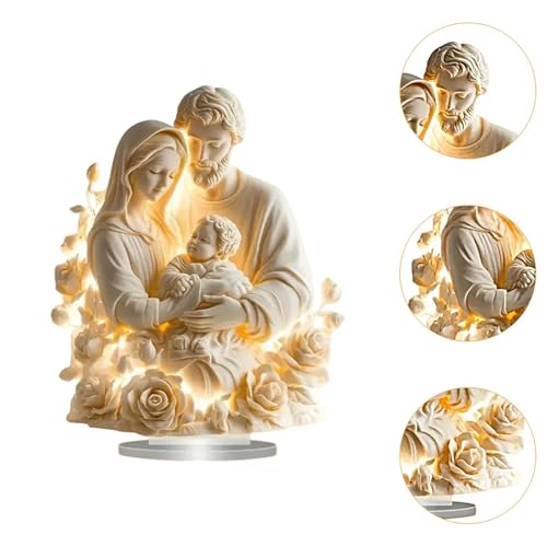 Image of 2D Jesus Holy Figure Decoration Religious Home Decor for Cabinet Home Office White Holy Family