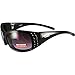 Global Vision Eyewear Marilyn 2 Plus Motorcycle Glasses for Women Black Frame Bling-ed Out with Rhinestones