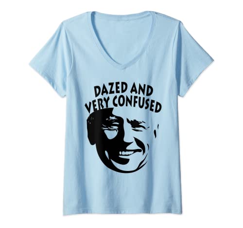 Mujer Biden aturdido y muy confundido divertido anti Joe Biden Camiseta Cuello V