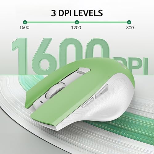 Image of Acer Wireless Mouse for Laptop, 2.4GHz Computer Mouse 3 Adjustable DPI Office Cordless USB Mice with USBA Receiver, 6 Buttons, 1600 DPI, Medium to Large Sized Hands (Green)