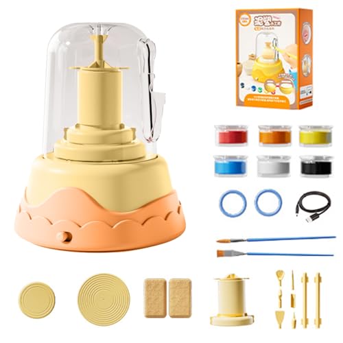 Clay Pottery Kit, Small Pottery Wheel Set for Beginners, Handmade Ceramics Sculpting Art Supplies, Kids Craft Set