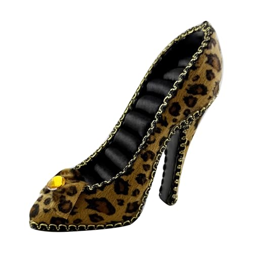 WE Leopard Print Shoe Ring Holder Brown Fashion Jewelry Organizer Display Birtyday Gift