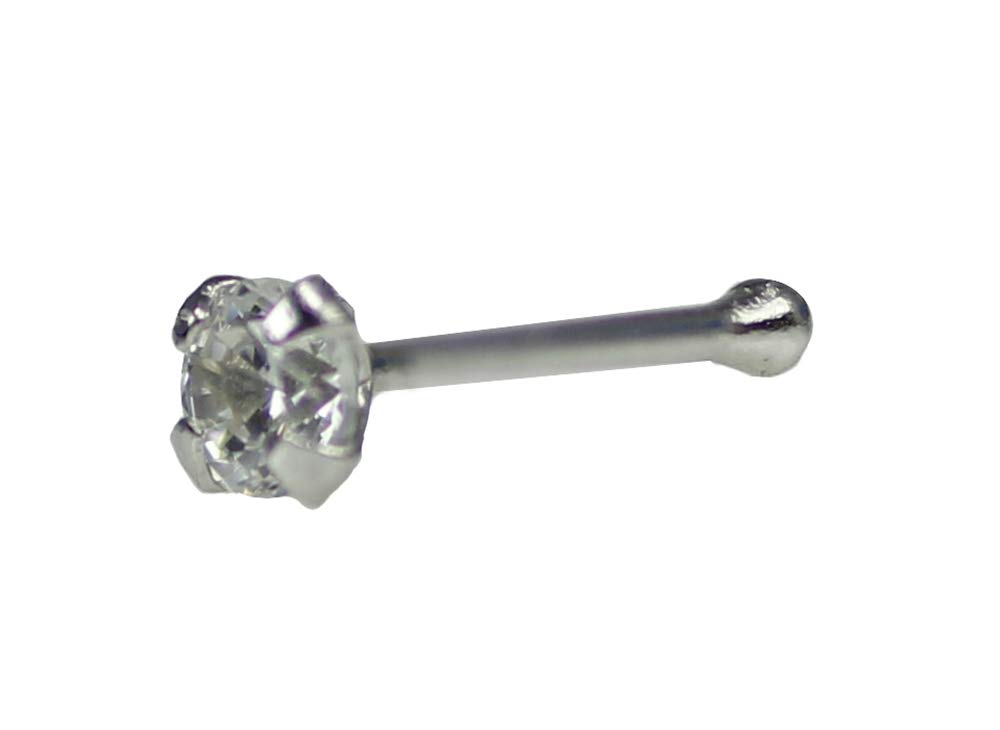 Solid Gold Clear CZ Bone Nose Stud
