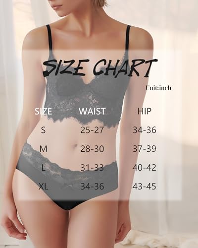 Image of Aijolen Cotton Underwear for Women Bikini Panties Sexy Breathable Hipster with Lace Waist Multipack