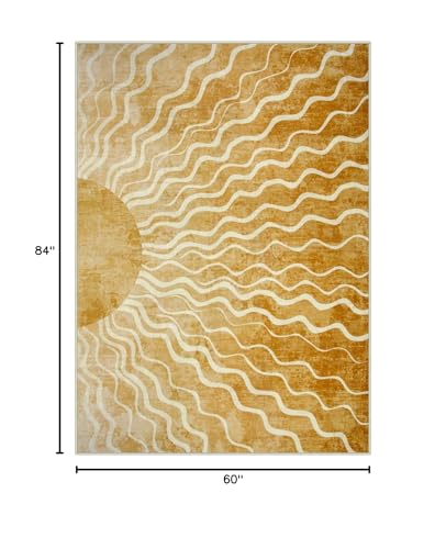 Tapete decorativo Boho 5x7 amarillo mostaza Wonnitar miniatura 2