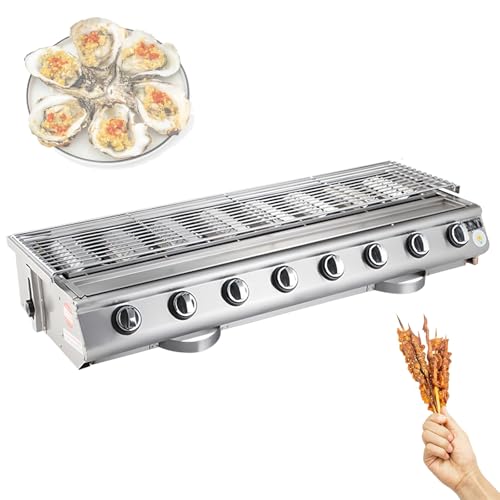 Parrilla de gas de mesa con interruptores independientes, altura ajustable y amortiguador para cocinar al aire libre y acampar
