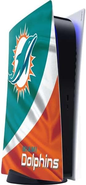 Skinit Decal Gaming Skin Compatible with PS5 Digital Edition Console - Officially Licensed NFL Miami Dolphins Distressed- Aqua Design