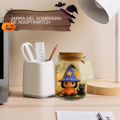 Décoration d'Halloween pot de sorcière et chat pour centre de table - 3