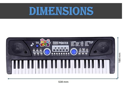 Image of Piano Keyboard with Mic | 49 Keys, 8 Rhythms, 16 Tones, 6 Demo Songs & 5 Percussions | Electronic Musical Toy for Boys & Girls Age 3 Plus | Educational & Recording Keyboard for Beginners-Black