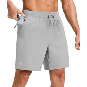 Ksmien Men’s Running Shorts 7 Inch with Zipper Pockets Quick Dry Lightweight Athletic Shorts for Workout Gym Basketball