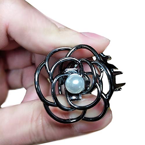 TANG SONG 4PCS Flower Style Small Metal Hair Claw Clips Hair Catch Barrette Jaw Clamp for Women Half Bun Hairpins for Thin Hair (Silver+Gold+Rose Gold+Black)
