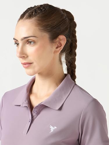Image of TECHNOSPORT Womens Polyester Slim Fit Solid Half Sleeve Polo Matpiq T-Shirt with Techno Dry, Anti Static for Regular Use
