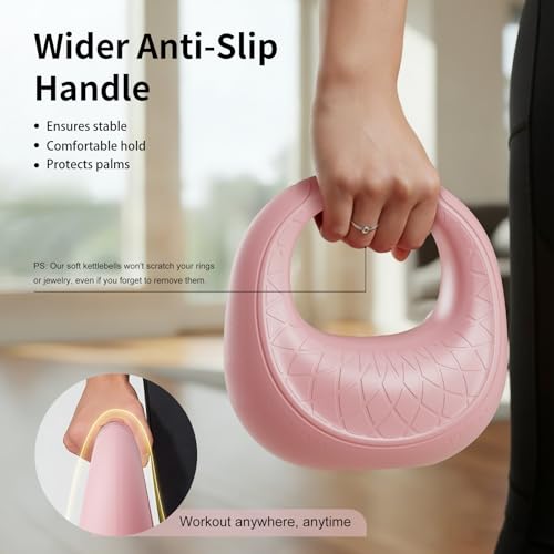 KYVYZOIC Soft Kettlebell, Kettlebells Anti-Slip Grip with Cushioned Impact-Resistant Base, Strength Training Kettlebells Sets for Home Workouts, Kettlebell for Women/Men/Beginners - Pink — view 3