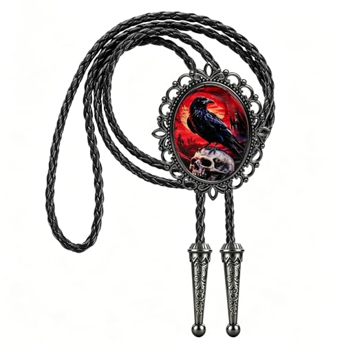 Image of Jeilwiy Bolo Tie for Men Western Cowboy Gothic Bolo Tie Necklace Halloween