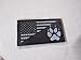 Flag Patch Hook, Loop Approx 2 by 3 1/2 in K-9 Unit Dog Paw Black White Writing