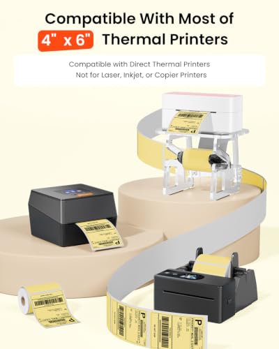 Image of Phomemo 4x6 Yellow Thermal Label, Shipping Labels Pack of 250 4x6 Roll Labels, Compatible with Phomemo, Zebra, Rollo, Jadens and Other Thermal Printers