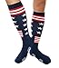 BUENWAZ American Flag Knee-high Baseball Socks Cushioned Over the Calf Patriotic Stars Athletic Softball Football Sock 1 Pair (Stars&Stripes-Medium)