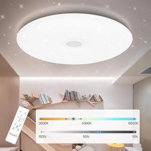 SHILOOK Led Deckenleuchte Dimmbar mit Fernbedienung, 24W 40cm Rund Deckenlampe Sternenhimmel Modern für Schlafzimmer/ Kinderzimmer/ Wohnzimme, Weiß