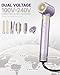 Hair Dryer Brush 8-in-1 Dual Voltage Hot Air Styler – Fast-Drying 110,000 RPM Ionic Blow Dryer with Straightener & Curler Attachments, Frizz-Free Volumizing Styler with Protective Hard Case-Purple