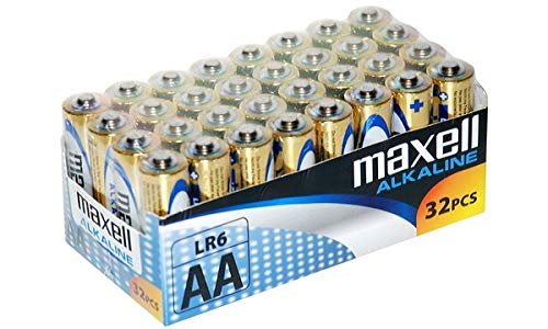 maxell - 32 Pilas alcalinas AA, 1 Paquete de 32 Unidades